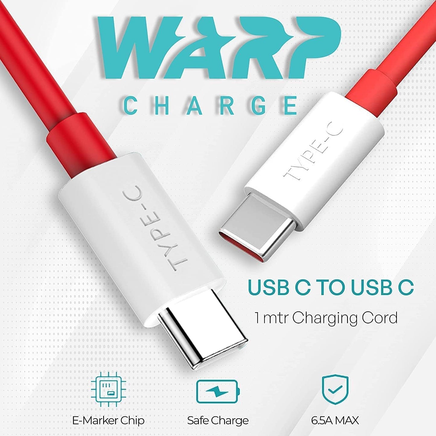 OnePlus 65W Warp Fast Charger with USB-C to C Cable