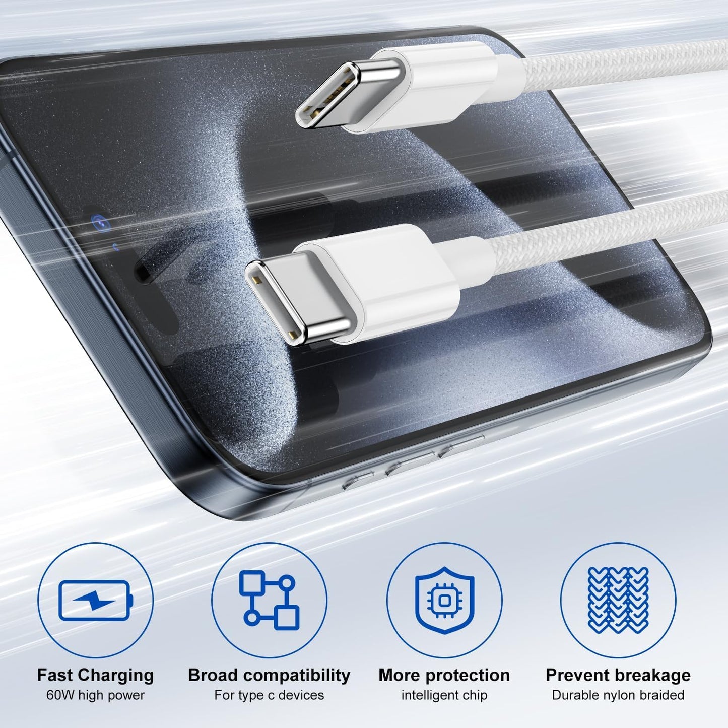 Apple USB-C to USB-C Nylon Braided Cable – Fast PD Charging Cable