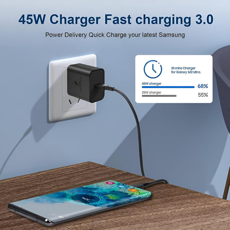 45W Samsung Type-C Super Fast 2.0 Charger with USB-C to C Cable
