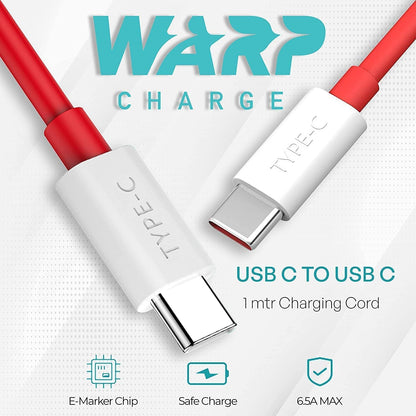 OnePlus 65W Warp Fast Charger with USB-C to C Cable