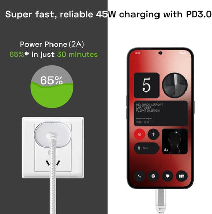 Nothing Original 45W PD 3.0 Charger with Type-C to C Cable – Complete Combo