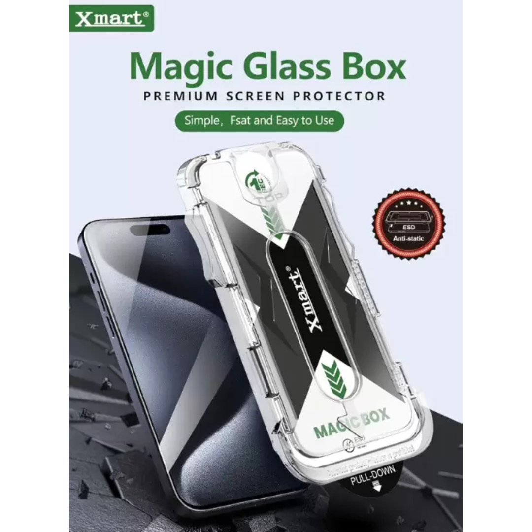 Xmart Tempered Glass Screen Protector for iPhone 15 Pro Max – Easy Applicator Kit, Magic Box Design