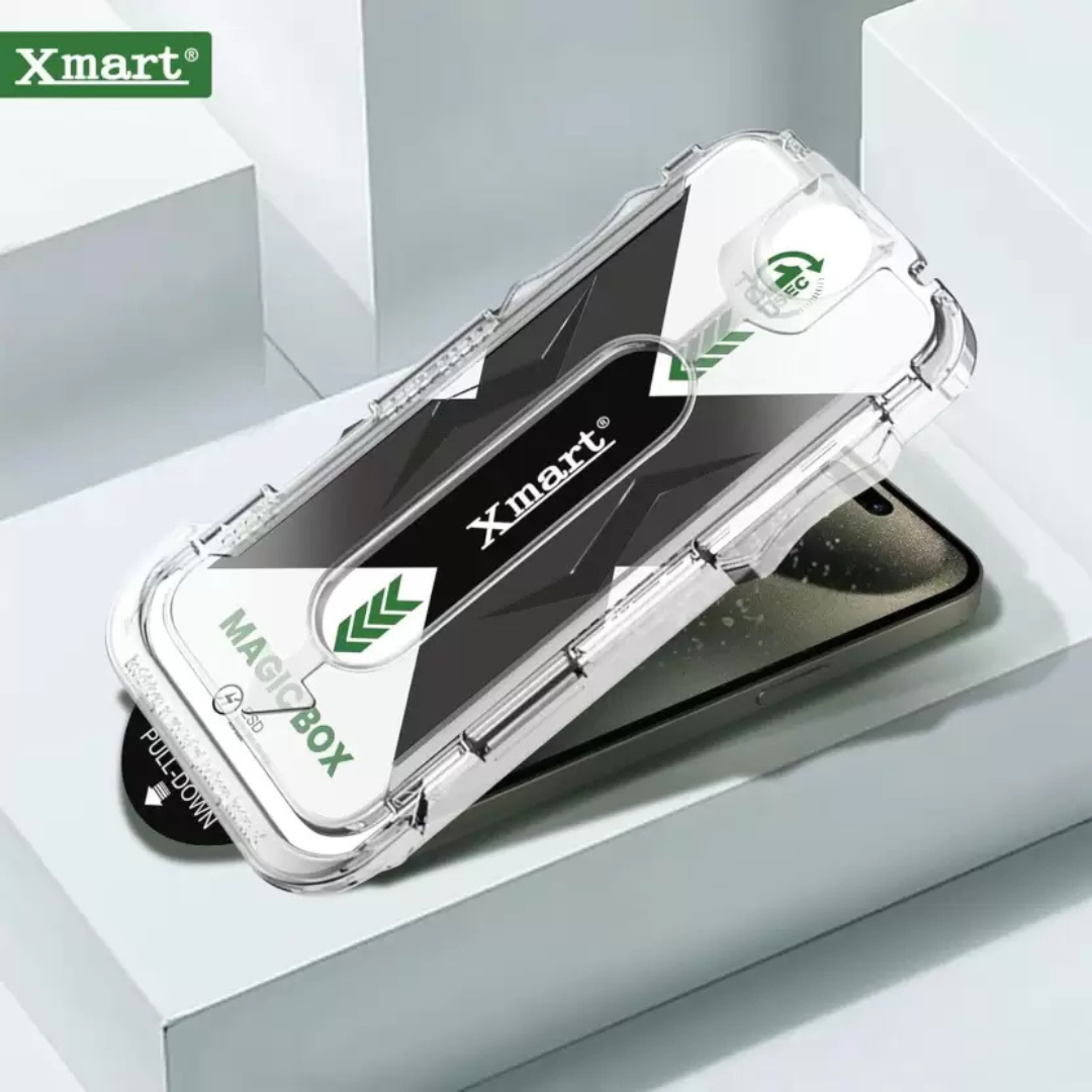 Xmart Tempered Glass Screen Protector for iPhone 15 Pro Max – Easy Applicator Kit, Magic Box Design