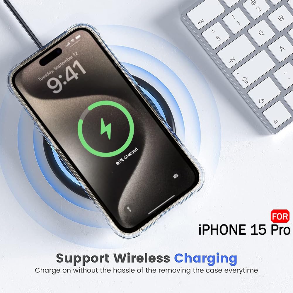 MagSafe Ultra-Hybrid Case for iPhone 15 Pro – Crystal Clear, Shockproof Bumper, 360° Protection