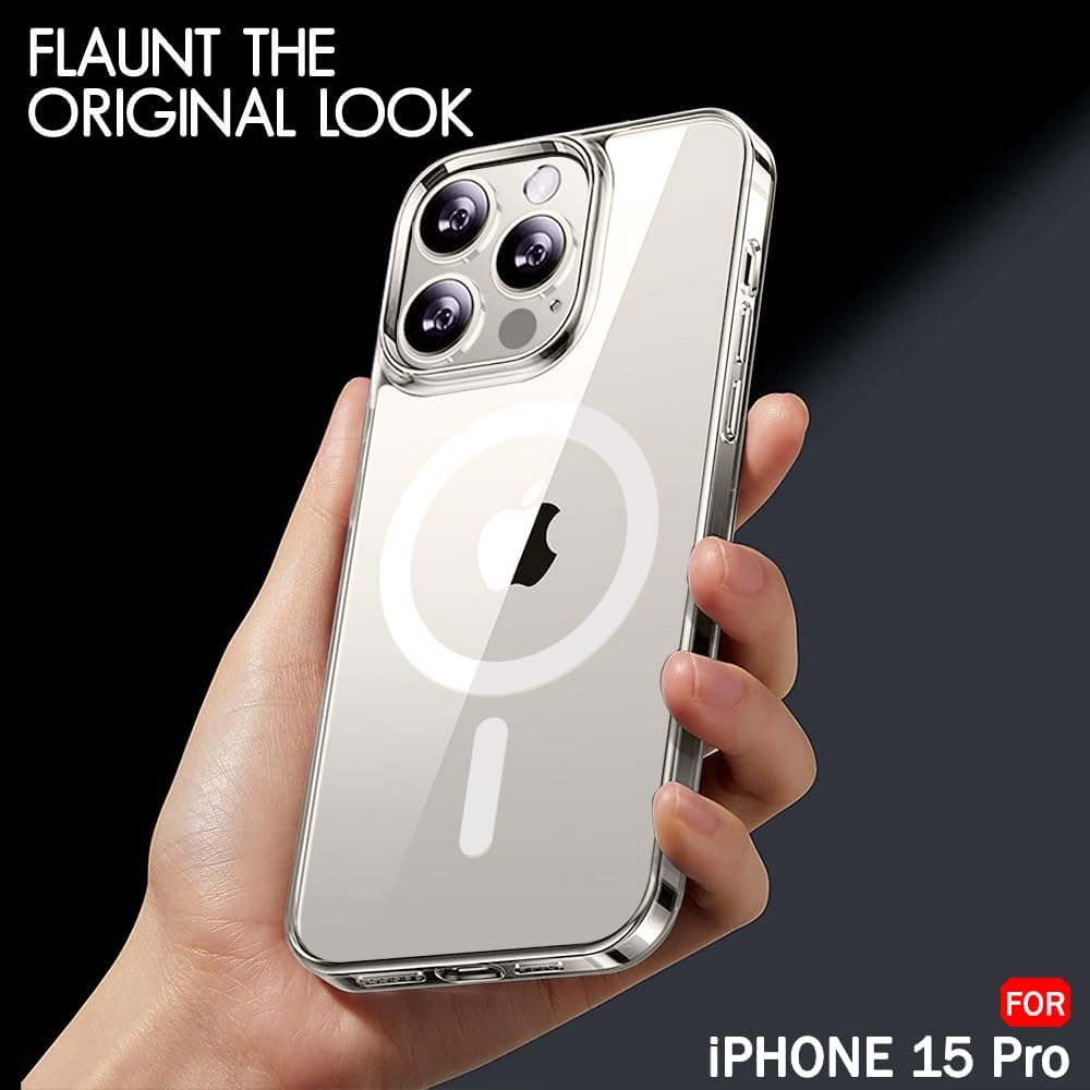 MagSafe Ultra-Hybrid Case for iPhone 15 Pro – Crystal Clear, Shockproof Bumper, 360° Protection