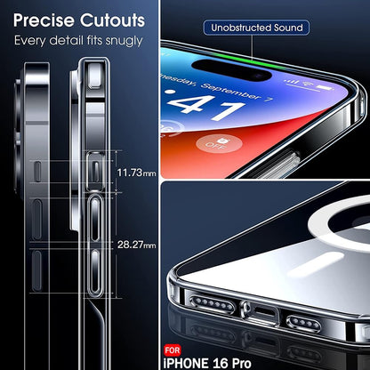 MagSafe Ultra-Hybrid Case for iPhone 16 Pro – Crystal Clear, Shockproof Bumper, 360° Protection